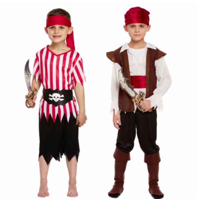 Kids Pirate Costumes Boys Seachtain na mBan sa Mhuir Chairib Gúna Faisean Lá Oíche Shamhna