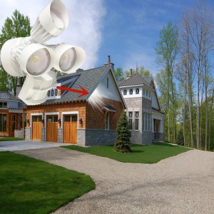 Solas Slándála Tuilte Allamuigh faoi stiúir le Braiteoir Tairisceana, 30W, 3 Ceann, Bán, Solas Tairiscint