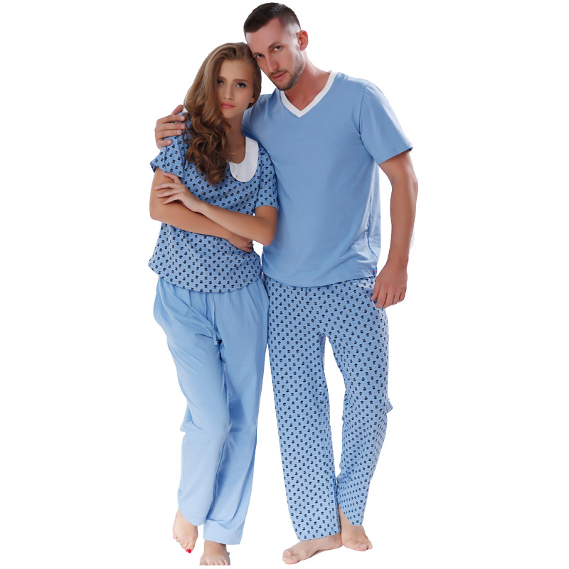 Lánúin Clóbhuailte Cotton Pajama Set