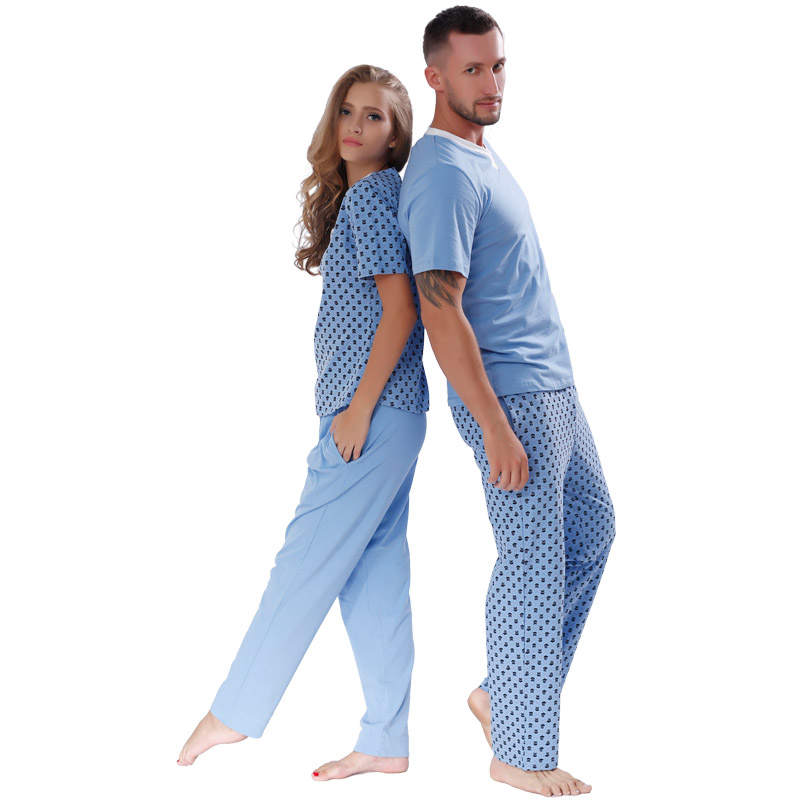 Lánúin Clóbhuailte Cotton Pajama Set