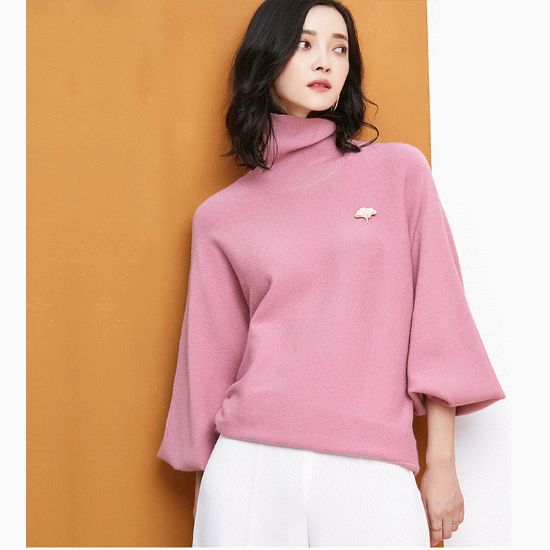 Olann 50% saincheaptha 50% Geansaí sleasa laindéir turtleneck ard aicrileach