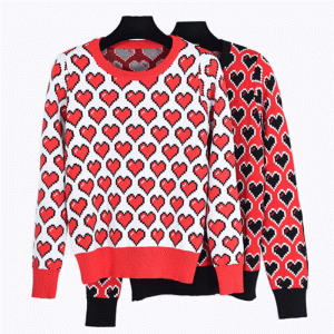 OEM \u0026 ODM 100% hearts cadáis jacquard geansaí knit na mban