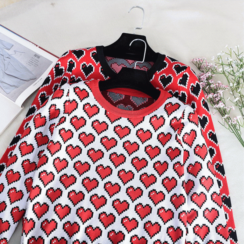 OEM u0026 ODM 100% hearts cadáis jacquard geansaí knit na mban