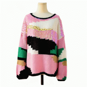 2019 Sequin Sequin Sweáilte Lámhdhéanta Fall Gheimhridh Geansaí Pullover