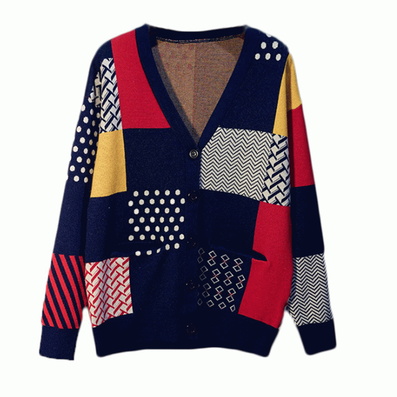 2019 Méid Codarsnachta Dath Jacquard Winter Fall Ladies Cardigan Knit Swarter