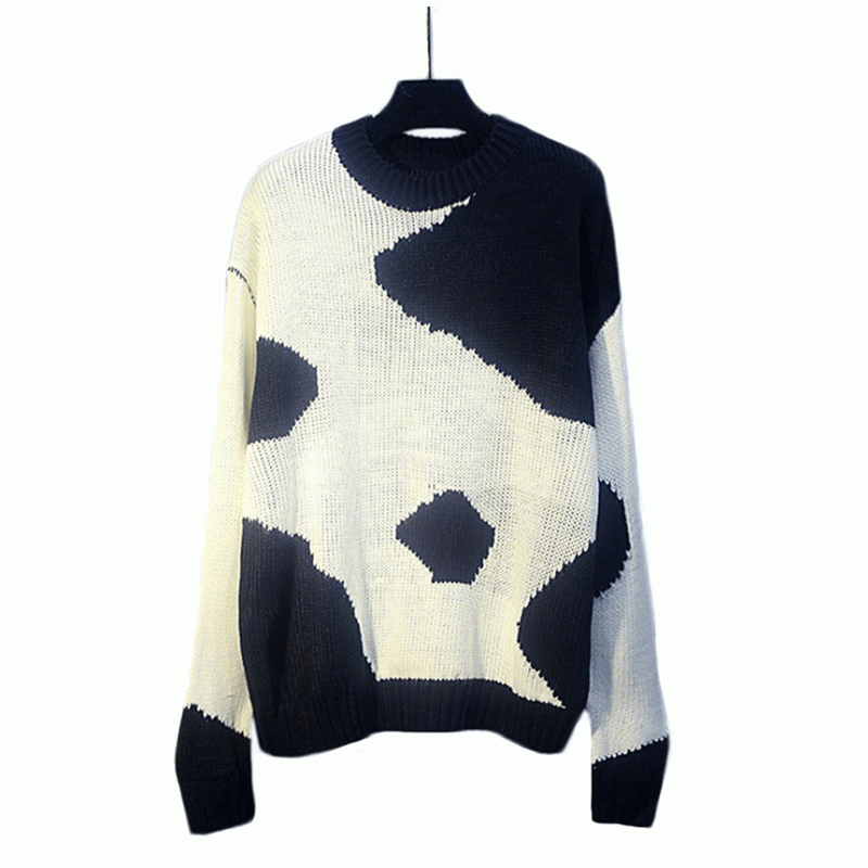 2019 Geimhreadh Nua Fómhar Bainne Bainne Jacquard Sweire Loose Geansaí Sliogán Loose