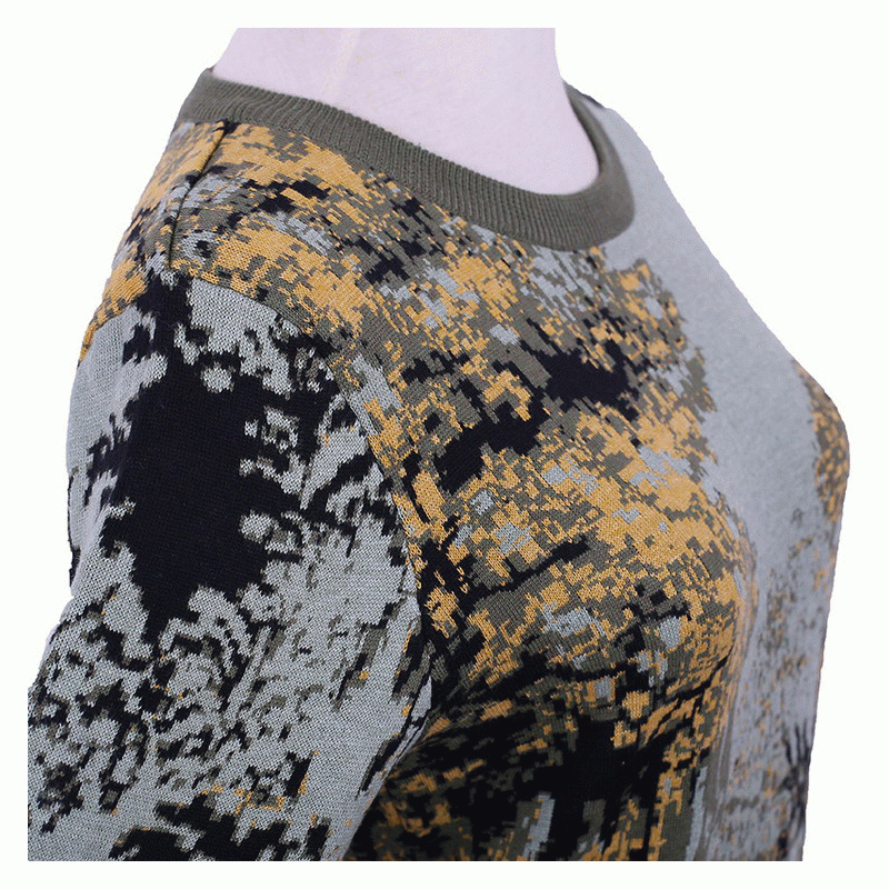 Saincheaptha OEM ODM 100% Olann Arm Glas Jacquard Pullover geansaí na mBan