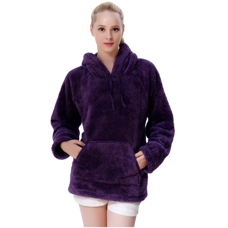 Mná Snuggle Fleece Sweatshirt Póca Corcra Cochaill