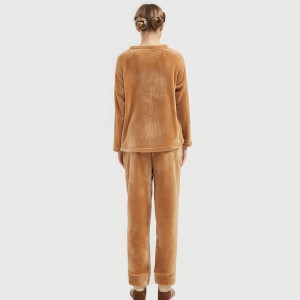 Mná Flannel Lomra Ainmhithe Bróidnéireacht Bear Pajamas Socraigh