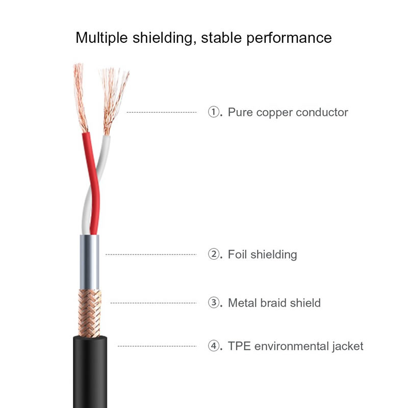 XLR Fireann le XLR Mná Cothromaithe 3 Cábla Mic PIN, Dubh