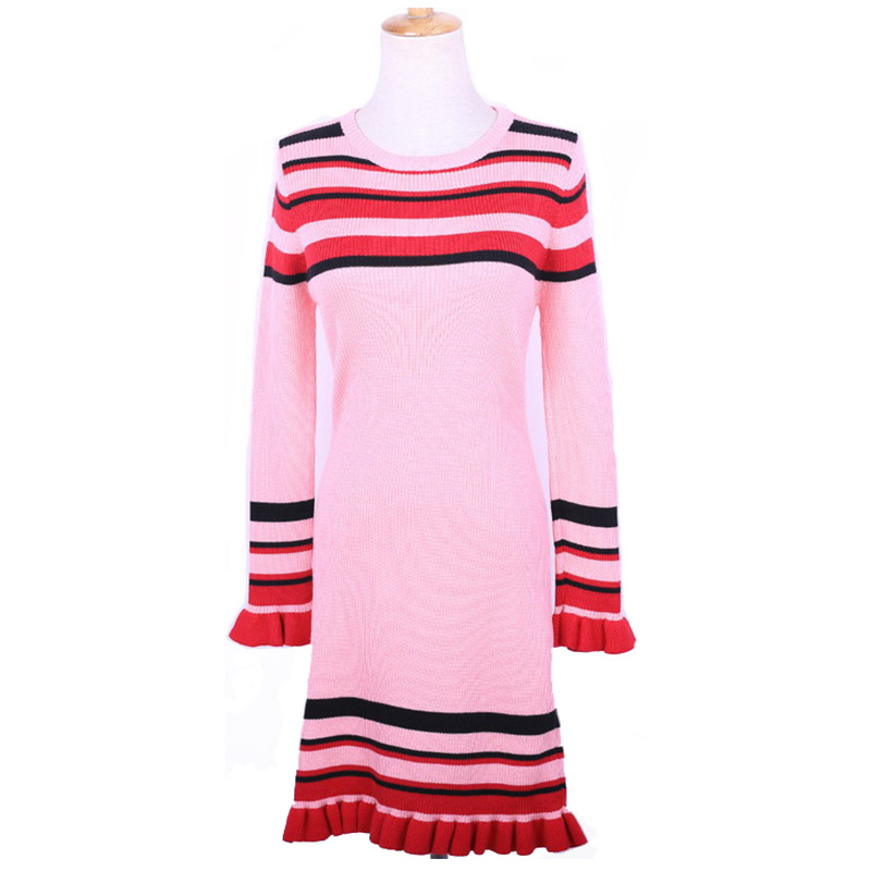 Flare Tiubh olla Gheimhridh gúna geansaí Ban Mná Fada Striped