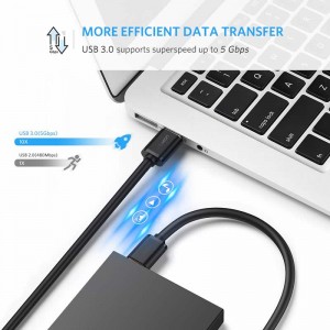 USB 3.0 A go A Cábla Cineál A Fir go Corda Cábla Fireann le haghaidh Iontrálacha Céide Hard Drive Aistrithe Sonraí