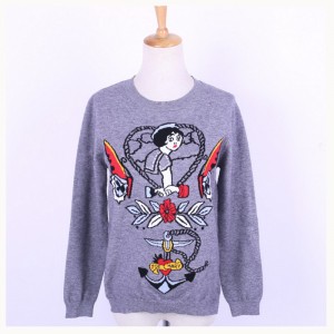 2018 Spring Fall Ladies Brocade geansaí Jacquard Cniotáilte