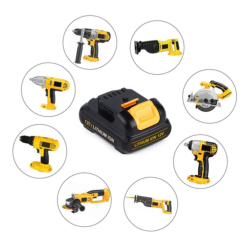 Pacáiste Ceallraí Druileáil gan sreang 1500mAh 12V do Dewalt DCB120, DCB121