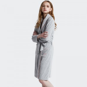 Mná Melange Grey CVC Welt Bath Robe