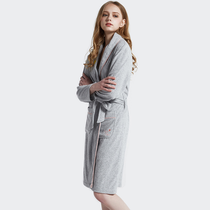 Mná Melange Grey CVC Welt Bath Robe