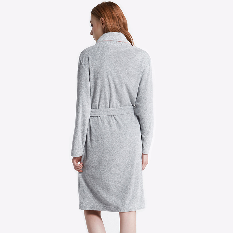 Mná Melange Grey CVC Welt Bath Robe