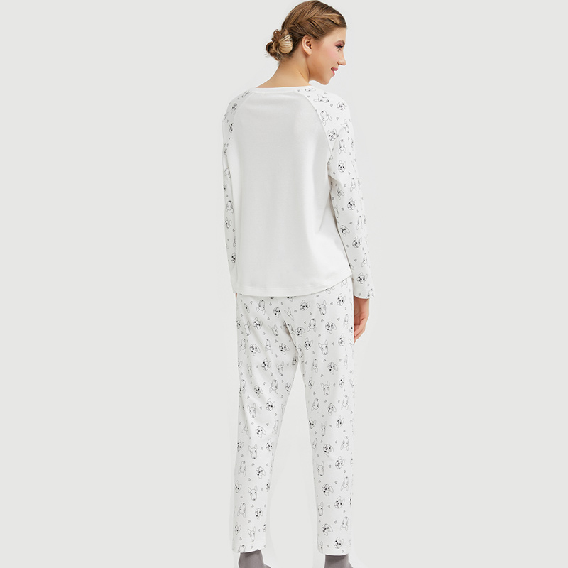 Socraigh Bróidnéireacht Clóbhuailte Aonair Jersey Set Pajamas