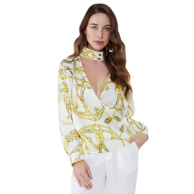 Barr 100 Díoltóirí Seasamh Cleavage Collar Woman Galánta Tops sexy
