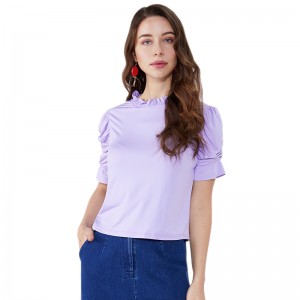 Ruffle Gearradh Faisean Frill OEM muiníneach Dearthaí Chiffon Blouse Cailíní Blús Woman Cailíní