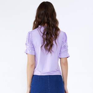Ruffle Gearradh Faisean Frill OEM muiníneach Dearthaí Chiffon Blouse Cailíní Blús Woman Cailíní