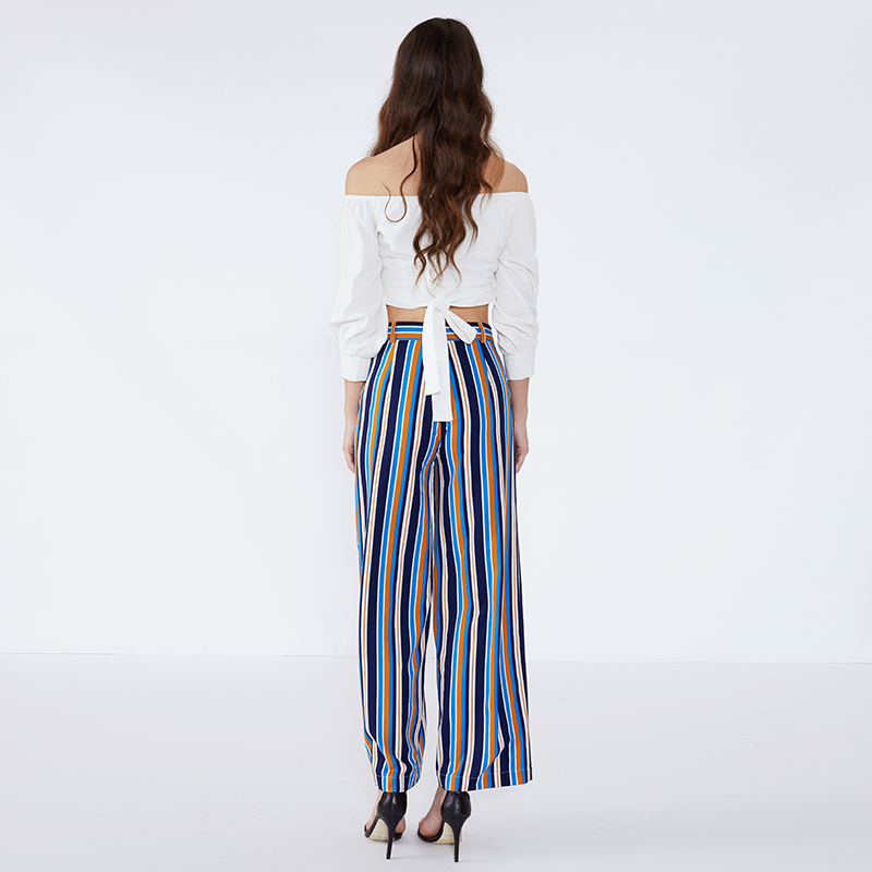 2019 Mná Fancy Dearadh Nua Cailíní Stripe Faisean Pant