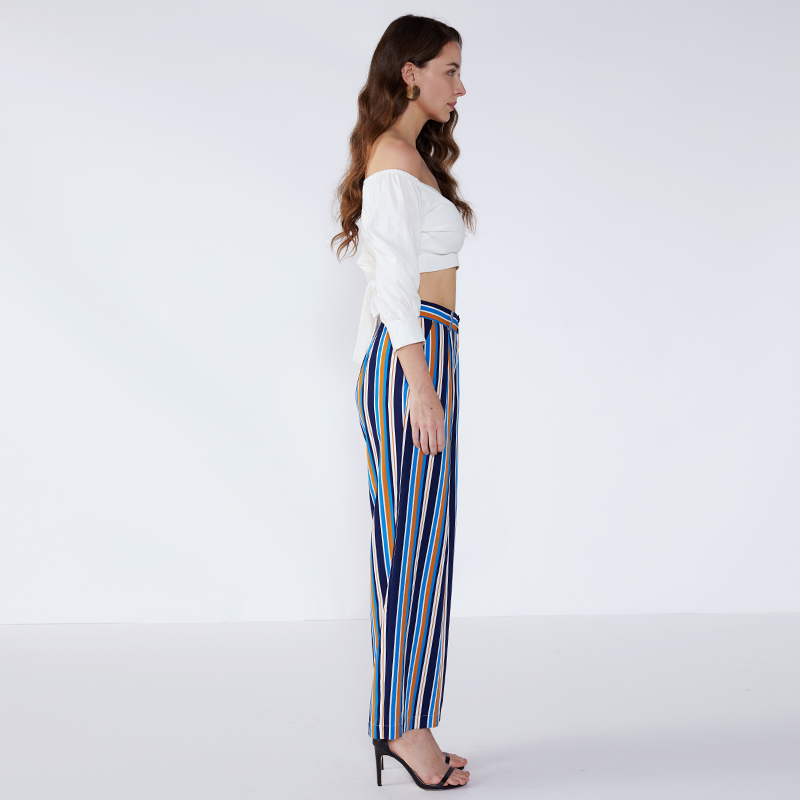 2019 Mná Fancy Dearadh Nua Cailíní Stripe Faisean Pant