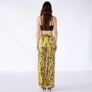 Uigeacht Leopard Buí Palazo Mná Mhuire Pants Le JCGJ190315037 Elastic