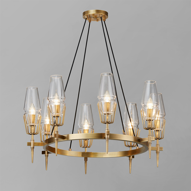Pearsantacht Simplí Nordach Óstán Bhabhta Iarann ​​Gloine Chandelier Km2144