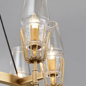Pearsantacht Simplí Nordach Óstán Bhabhta Iarann ​​Gloine Chandelier Km2144