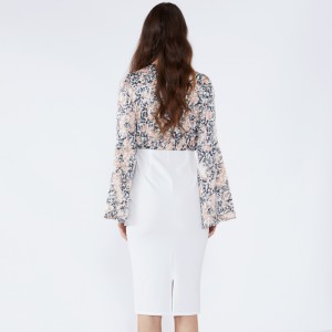 Muinchille bán truaillithe clúdaithe bán gúna Bodycon foirmiúil 2019 Éadaí ban