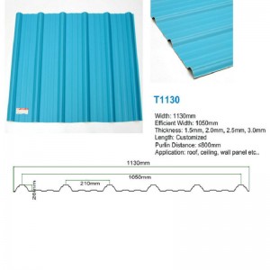 T1130 Tíleanna Díon Blue ASA PVC UPVC Díon Trapezoid Plaisteach Díon