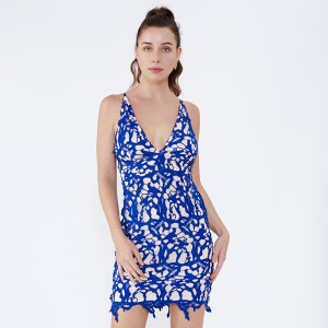 Ainmneacha na mBan Retro Sexu Back Open Evening Blue Dress