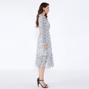 OEM Frock Dearadh Fada muinchille Priontáil Ainmhithe Maxi Méid Éadaí Méid do Mhná