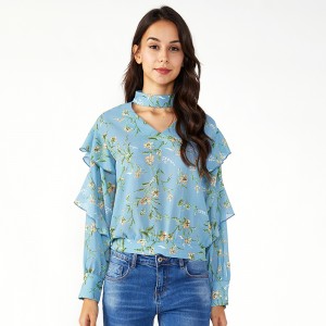 Mná Plus Méid Boho is déanaí Chiffon Tops agus Blúsléinte