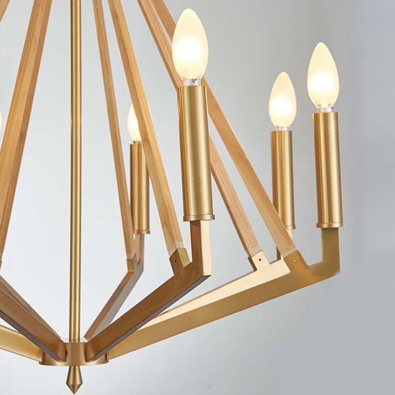 Óstán Iarann ​​Simplí Adhmaid Chruthaitheach Baile Chandelier Km2122