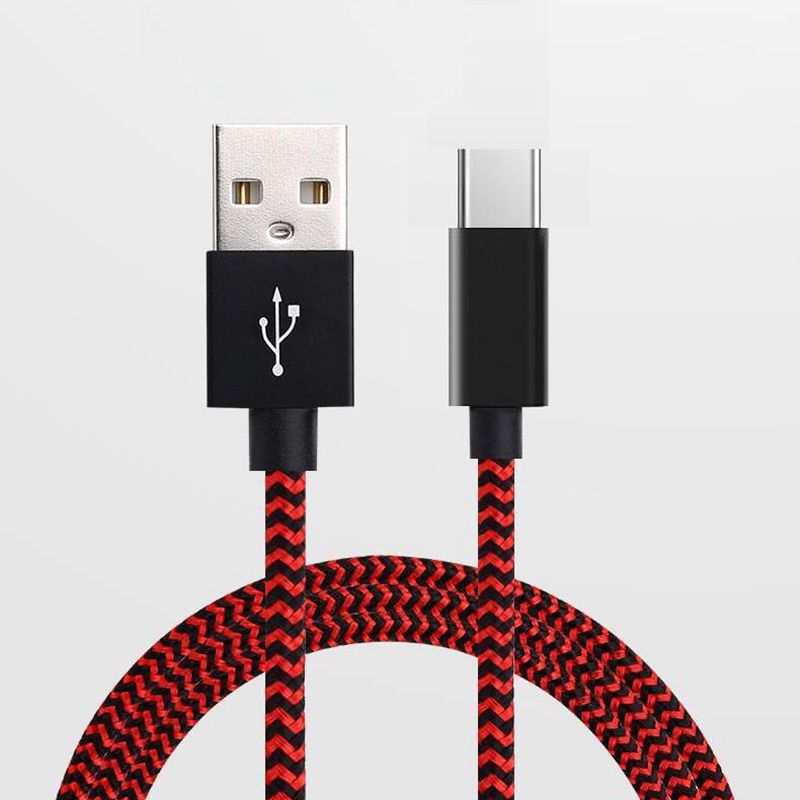 Tpye -C le cábla sonraí USB Stripe níolón briaded