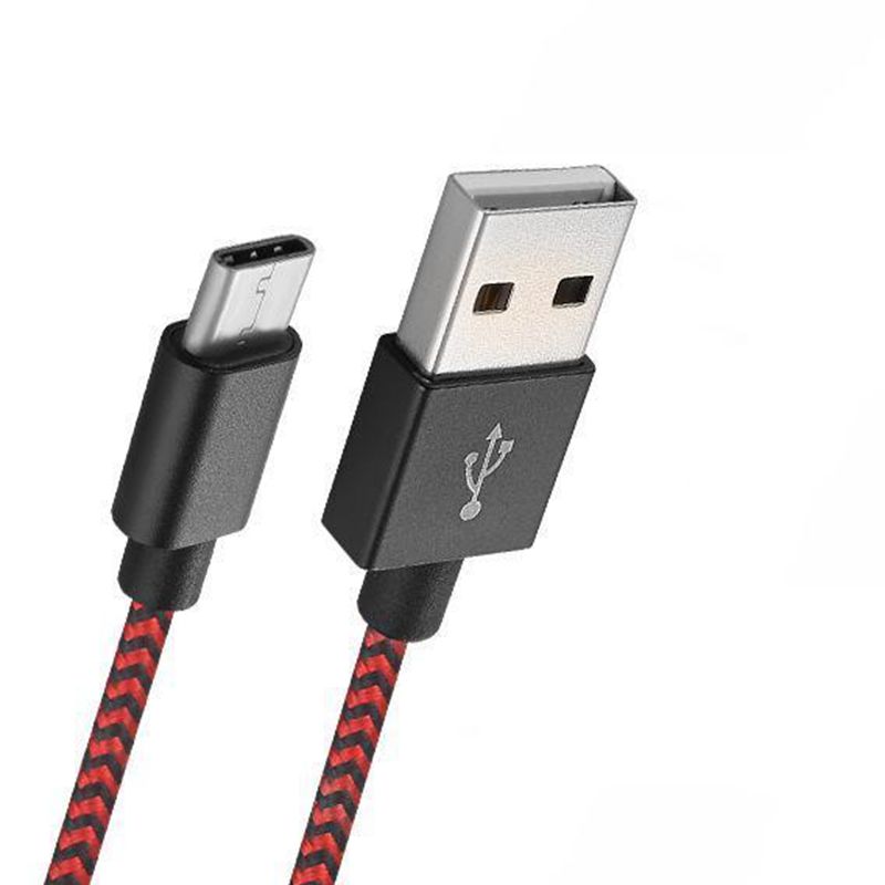 Tpye -C le cábla sonraí USB Stripe níolón briaded