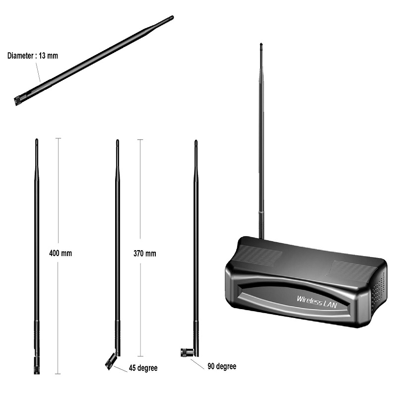 9dBi Gnóthachan 395mm 2.4GHz WIFI Antenna faoi Dhíon Omna Treo Seachtrach Antenna