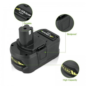 Athsholáthar Cadhnraí Druileáil gan sreang do 4000mAh 18V do Ryobi P105, P106, P107, P108