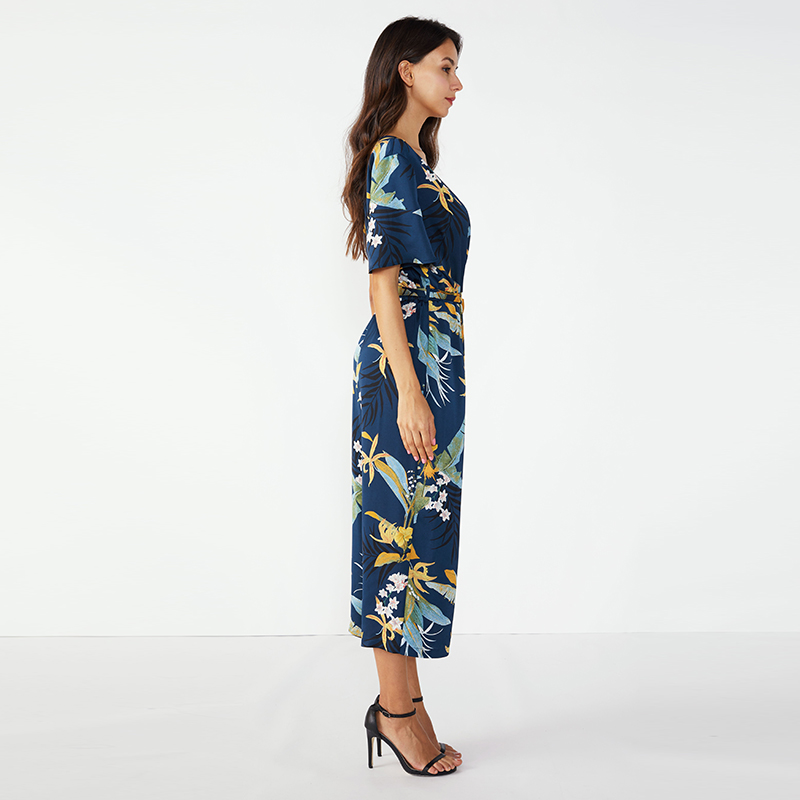 Na mBan déanta Saincheaptha Floral Chiffon Jumpsuit Floral