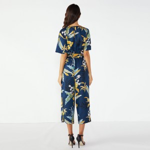 Na mBan déanta Saincheaptha Floral Chiffon Jumpsuit Floral