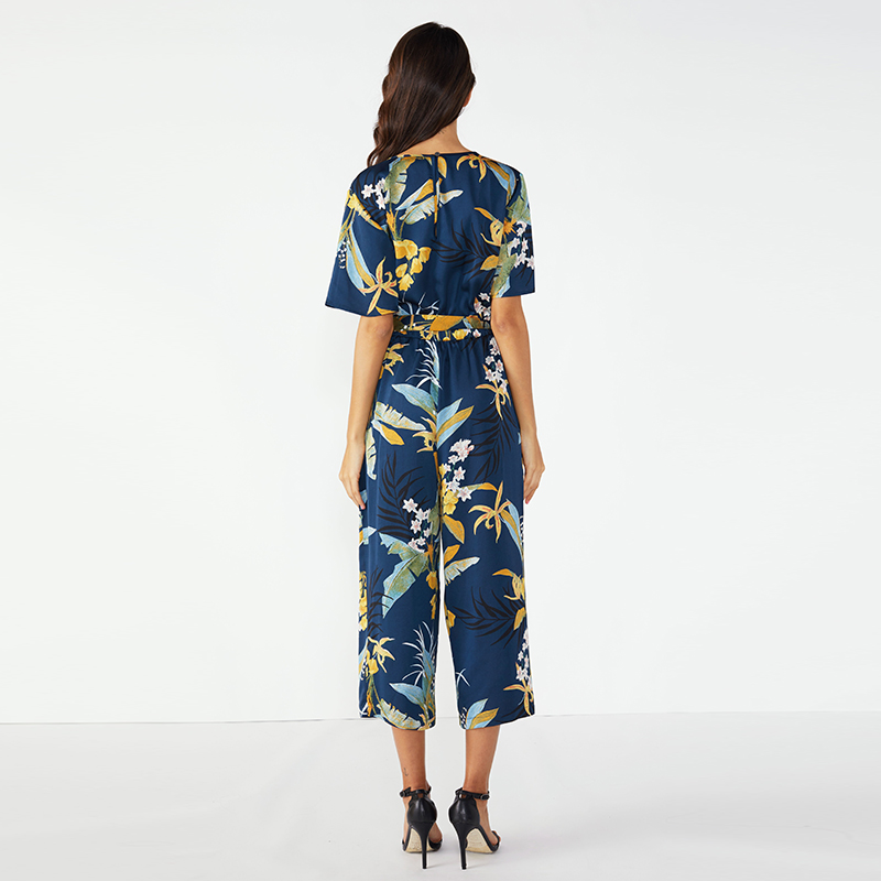 Na mBan déanta Saincheaptha Floral Chiffon Jumpsuit Floral