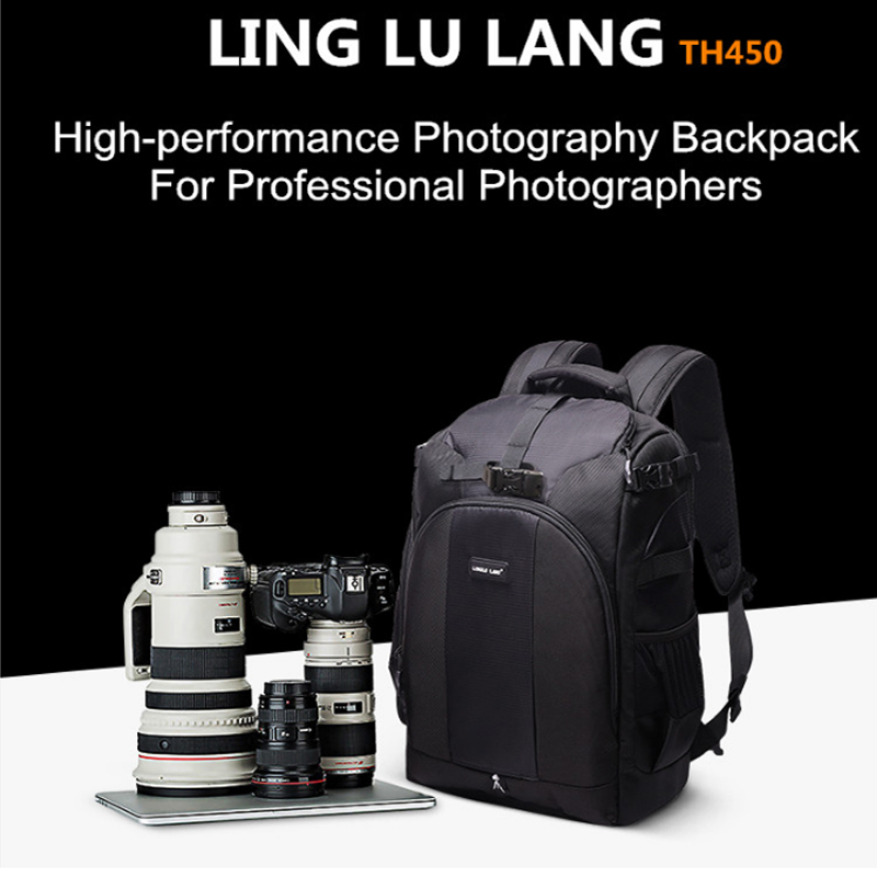 DIAT TH450 Ceamara grianghrafadóireachta dubh nua-aimseartha níolón nua-aimseartha dubh backpack clúdach báistí púdar Tripod