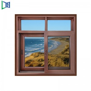 Púdar Cumhdach Oifig Sábháilteachta Lock Dath Champagne Dath Alúmanam Fráma Gloine Ingearach Fuinneog Ón tSín