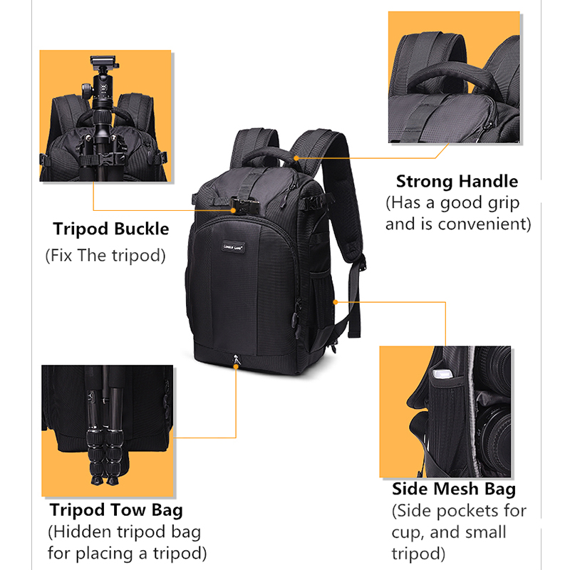 TH350 níolón faisin nua ceamara dubh backpack turas taistil backpack backpack ríomhaire glúine