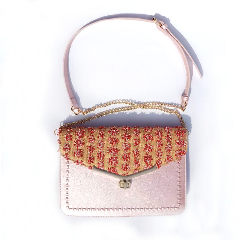 HD0823 - Fíodóireacht Tuí Bándearg agus Mála Crossbody Faisean Mná Leathar PU