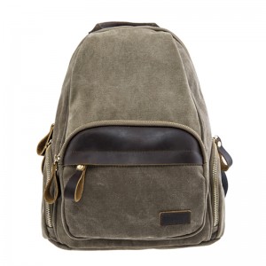 17SC-6357D Canbhás Leathar Saincheaptha Leathar Saincheaptha Vintage Leather Backpack Mála droma mórdhíola don Scoil