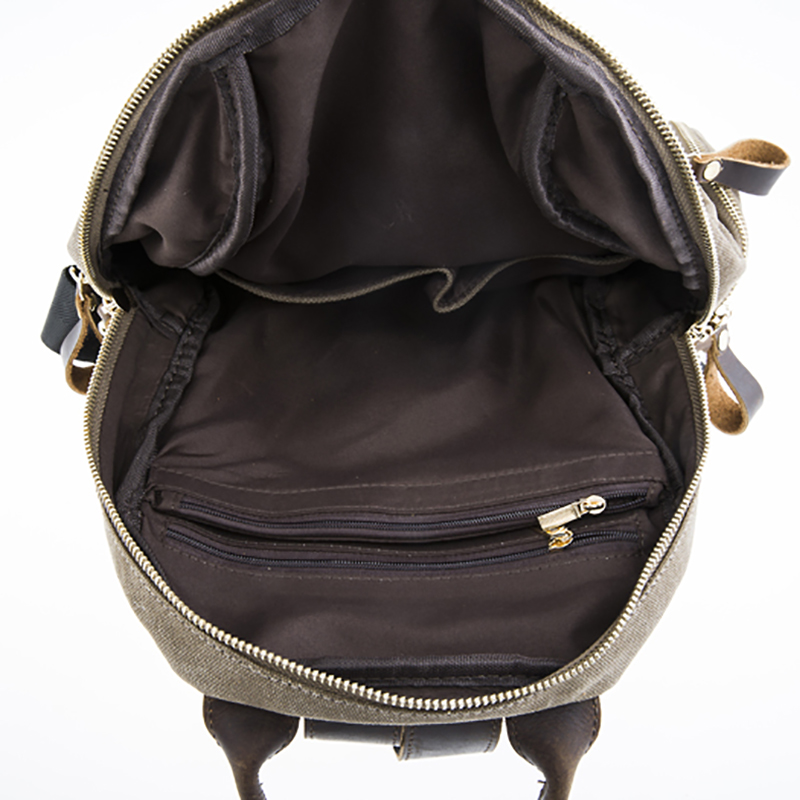 17SC-6357D Canbhás Leathar Saincheaptha Leathar Saincheaptha Vintage Leather Backpack Mála droma mórdhíola don Scoil