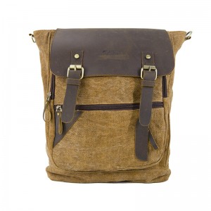 19SC-7909D zipper dlúth ríomhaire leathair flap chanbhás flap leathair backpack